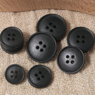 10 Stücke 1,1-2cm Vintage natürliche schwarze kleine Rand-Stil 4-Loch Holzknöpfe, geeignet für Hemden, Strickjacken, Pullover, Jacken, Mäntel, vielseitige dekorative Holzknöpfe