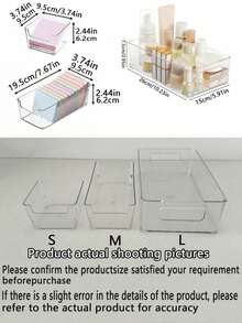 1-3 Stackable Transparent Storage Organizers, Large Capacity Desktop Storage Boxes, Multi-Functional Storage Boxes, Suitable For Storing Cosmetics, Stationery, Sticky Notes And Other Items. Suitable For Home, School And Office. - Clear - View 4