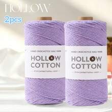 300g Sợi cotton rỗng dùng để móc thủ công các sản phẩm như túi xách, mũ, gối, 150g * 2 cuộn = 300g - Bông rỗng 2 trục - Xem 18