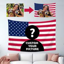 1pc Customized Blue American Flag Design, Personalized Decorative Flag/Tapestry/Poster For Club, Concert, Bar, Dorm, Living Room, Bedroom - Multicolor - View 11