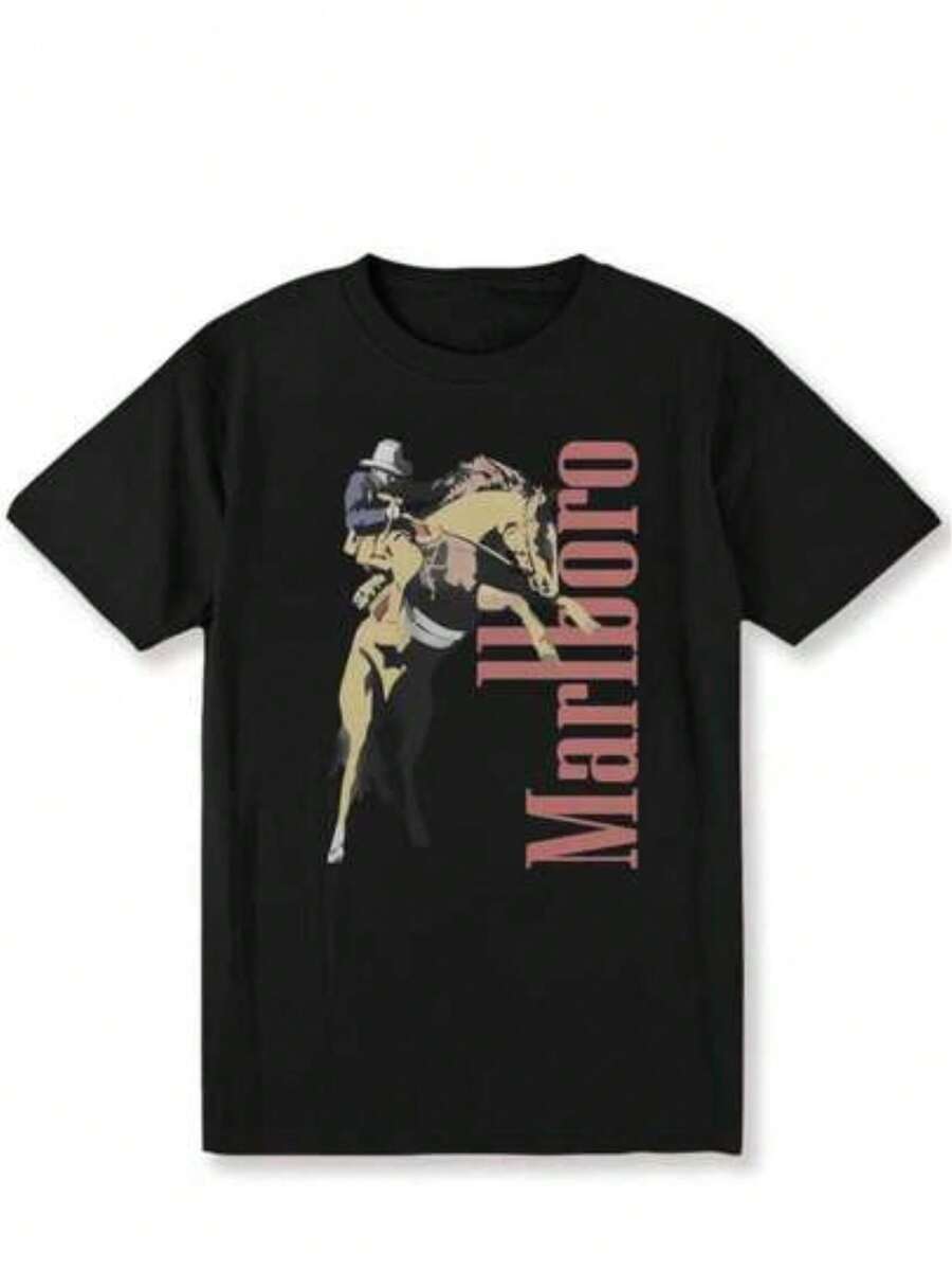 Vintage Marlborô Cowboy Far West T-Shirt, Marlborô T-Shirt, Country Music T-Shirt, Cowboy Killer T-Shirt, Bohemian T-Shirt, Cowboy Rodeo T-Shirt, Country Music T-Shirt, Men's Fashion Gift T-Shirt - Black - View 1