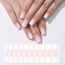 20 miếng dán móng tay gel mùa hè, tự dính, không cần đèn UV, phong cách ombre hồng/gothic/trắng sữa, chất lượng salon tự làm, quà tặng tốt nghiệp cho nữ, dụng cụ làm móng nghệ thuật. - trắng - Xem 1