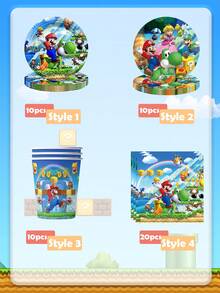 Sega 主題派對用品，包含多款印花紙盤、杯子與餐巾紙，附遊戲場景與角色圖案，適合各種派對或活動，營造生日派對氛圍 - 彩色 - 查看 11