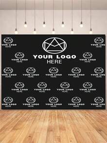 可定制Logo/文字派对横幅，可定制企业广告，添加您的Logo或照片设计，个性化派对装饰，添加您的Logo/图片/文字/符号，多用途横幅背景，2D平面乙烯基材质 - E款 - 查看 3