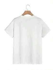 GiftGiftGraphic Tees Women's T-Shirt With Sun, Moon And Stars Print - Navy Blue And Gold, Casual Style, Round Neck, Short Sleeve, Breathable, Machine Washable For All Seasons, Comfortable And Versatile, Astronomical Theme, Soft Fabric, Loose Fit, Durable Print, Stylish, 100% Cotton, Summer Clothing For Women, Free Shipping. - 白色 - 查看 3