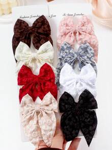8 chiếc kẹp tóc nơ họa tiết jacquard tông màu đất cổ điển ngẫu nhiên, phụ kiện phong cách Boho cho bé gái, phụ kiện trang trí tóc hàng ngày đa năng, phù hợp với kiểu tóc tết và búi. - Nhiều màu - Xem 7