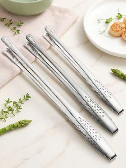 1Pc Stainless Steel Multifunctional BBQ Tongs, Bread Tins And Ice Tongs - Suitable For Grilling, Baking And Camping, Ideal For Restaurants And Home Use, Kitchen Heat-Resistant Food Tongs Barbecue Tongs, Usable In All Four Seasons, Camping
