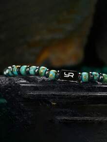 YOUNG&RICH Sea Inspired Bead Bracelet – Blue Turquoise Look Elastic Bracelet For Men, Calm & Freedom Jewelry - Turquoise - View 4