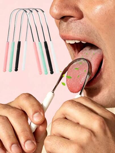 3/1pc Stainless Steel Adult U-Shaped Tongue Scraper, Tongue Cleaning Tool. This Tongue Scraper Is Designed To Effectively Remove Bacteria, Food Residues, And Odor-Causing Substances From The Tongue Surface. Adult U-Shaped Tongue Scraper Can Remove Bad Breath, As Shown In The Comparison Image, Thoroughly Cleaning The Dirty Tongue.