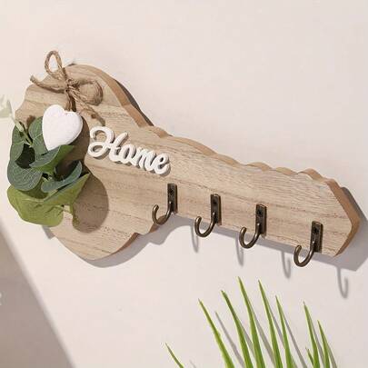[Giá Treo Chìa Khóa Hiện Đại] 1 Giá Treo Chìa Khóa Bằng Gỗ Trang Trí Treo Tường Hình Trái Tim Với 4 Móc - Trang Trí Nhà Cửa Thích Hợp Cho Nhà Bếp, Phòng Khách, Phòng Ngủ, Trang Trí Phòng Dễ Thương