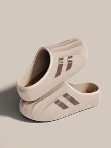 Men's Summer Full Coverage Slouchy Minimalist Design Soft & Thick Sole Easy Care Slip-On Sandals, Relaxed Fit For Home, Bathroom, Daily Wear - Khaki - View 3