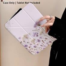 Funda protectora de acrílico con efecto de pintura de patrón floral para tableta, con soporte, plegable y resistente a la flexión, esquinas reforzadas de silicona, función de activación/suspensión automática, ranura para lápiz incorporada, soporte plegable multiángulo - Estilo 4 - Ver 7