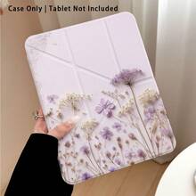 Funda protectora de acrílico con efecto de pintura de patrón floral para tableta, con soporte, plegable y resistente a la flexión, esquinas reforzadas de silicona, función de activación/suspensión automática, ranura para lápiz incorporada, soporte plegable multiángulo - Estilo 4 - Ver 4