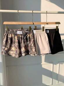 3-Piece Set Of Women's Solid Color And Patterned Shorts - Multicolor 14 - View 5