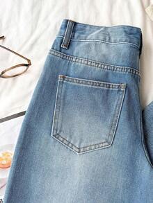 Pantalones vaqueros holgados para mujer color blanco con estampado de lunares negros, pantalones de mezclilla casuales de pierna ancha, pantalones con estampado de lunares, pantalones tiernos y versátiles, ideal para uso diario, salidas, primavera y verano - Azul - Ver 9