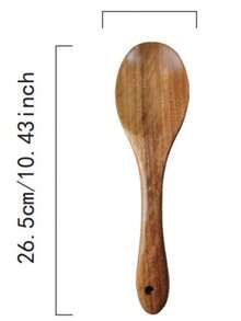 COOKDEVI 10件/1件 天然柚木烹飪餐具，人體工學手柄，不滲透表面，精美廚房禮品 - 耐用且易於清潔，天然柚木紋理，適合日常和特殊場合，廚房用品，耐熱餐具 - 咖啡棕 - 查看 14
