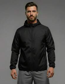 Men's Windbreaker Jacket With Side Pockets, Lightweight, Comfortable, Casual Style - Black - View 1