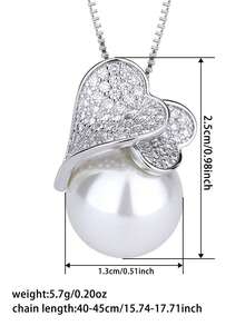 1 mặt dây chuyền đá Cubic Zirconia và ngọc trai giả, phù hợp cho các cô gái tuổi teen, món quà tuyệt vời cho sinh nhật, Ngày của Mẹ, phụ kiện kỷ niệm. - 1 # - Xem 4