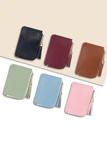 Minimalist Solid Color Pendant Card Holder, Creative Decorative Zipper Pouch, Ultra-Thin Portable Coin Storage Bag, Student Multi-Slot ID Card Holder - Multicolor - View 3