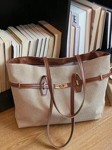 New Fashion Handbag For Women, Versatile Tote Bag With Large Capacity For Work And Commute - Beige - View 7