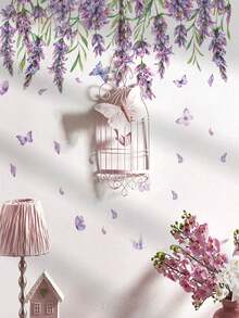1pc Purple Rose Wall Sticker, Suitable For Living Room, Bedroom, Study, Also Can Be Given As Gift To Friends, Hanging Floral Wall Decal - With Adhesive Backing, Applicable For Bedroom, Homestay, Sofa Background Wall, Creating A Gentle Forest-Inspired Style - Wall Stickers - View 7