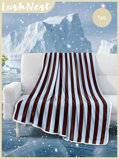 1 chiếc chăn làm mát bằng polyester in kỹ thuật số, nền xanh dương với sọc đỏ đậm, thoải mái và thoáng khí, thích hợp cho mùa hè, dùng cho phòng ngủ và ghế sofa, bộ đồ giường tối giản, mùa xuân và mùa hè.