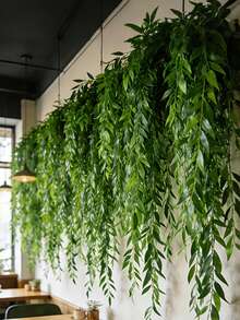 10/5/1pc Artificial Hanging Leaf Vine Fake Willow Branch Vine Simulation Plastic Plant Green Leaves Fake Ivy Suitable For Wall Balcony Garden Wedding Window Sill Party Wreath Decoration Jungle Decoration Home Indoor Outdoor Garden DIY Basket Flower Pot Filler Wedding Party Decoration UV Resistant - Green - View 7