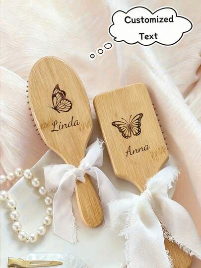 1 pieza Peine personalizado, Peine con lazo de cinta personalizado, Cepillo de pelo personalizado, Cepillo de pelo desenredante personalizado, Regalo de dama de honor personalizado, Regalo de cumpleaños para niña Cepillos de pelo para mujeres con cojín de aire, Regalo para la abuela, Regalo de aniversario, Regalo de San Valentín, Regalo de cumpleaños, Regalo de boda, Regalo del Día de la Madre, Regalo para la mejor amiga, Ornamental, Letra, Exquisito, Elegante, Vintage, Único