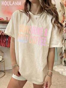 Tropicoqueta OutfitsFort Worth, Texas East. 1849 Cowboy Horse Desert Landscape Graphic T-Shirt - Casual Crew Neck Cotton Tees, Summer Breathable, Per - 自然色 1 - 查看 11