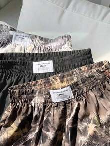Set de 3 shorts casuales con estampado de lunares, estampado de leopardo claro y estampado de leopardo marrón oscuro, de tela tejida, adecuados para uso diario, set de shorts con estampado de camuflaje, adecuados para el uso diario, citas, fiestas, otoño/invierno/verano, Navidad, Año Nuevo, Acción de Gracias, fiestas, bodas, playa, ceremonias de graduación, moda, elegante, casual, salidas, citas, reservas, viajes, brillante, Día de San Valentín, elegante, vacaciones, casual, Y2K, salidas, ceremonias de graduación y otras ocasiones. - Gris Oscuro - Ver 4