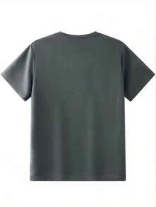 Men's Short-Sleeved T-Shirt With Print And Round Neck Design, Suitable For Everyday Wear In Spring And Summer. - Dark Grey - View 2