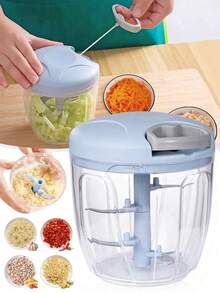 1 cái Máy ép tỏi và thái hành đa năng cầm tay, thích hợp để băm tỏi, ớt, rau củ và trái cây, máy thái rau củ nhà bếp, máy chế biến thực phẩm đa năng cầm tay, máy ép tỏi và thái hành kéo tay di động, thích hợp cho rau củ, gừng, trái cây, các loại hạt, thảo mộc, v.v. (Có 2 lựa chọn kích cỡ), quà Giáng sinh - Nhiều màu - Xem 2