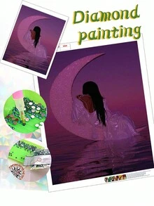 5D DIY钻石画 | 女孩拥抱天使小猫钻石画套装，手工装饰画，DIY专属墙面艺术，享受创作乐趣，送给朋友的最佳礼物 - 無框 - 查看 10