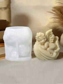 1个睡美人贝壳硅胶蜡烛模具，DIY贝壳天使石膏家居装饰硅胶模具 - 白色 - 查看 3