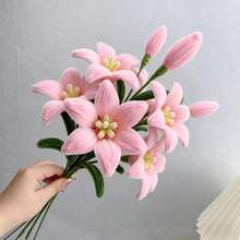 2/4/6/8支人造百合花，仿真百合花束，适用于家居插花、香氛花束、花店用品、INS风格装饰、自然花束、家居装饰、桌面装饰、婚礼中心摆件、春夏派对及节日装饰（母亲节、复活节、感恩节） - 彩色 - 查看 7