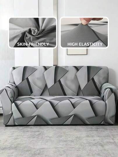 1 tấm bọc ghế sofa co giãn họa tiết hình học, kiểu dáng Bắc Âu, chống bụi, có thể giặt được, phù hợp trang trí nhà cửa mọi mùa.