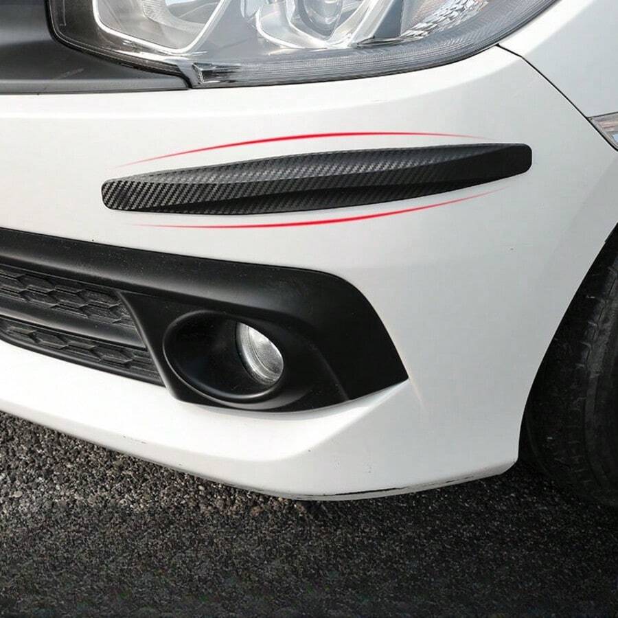 Bộ 2 miếng dán bảo vệ cản trước và sau xe hơi họa tiết sợi carbon. - A - Xem 1
