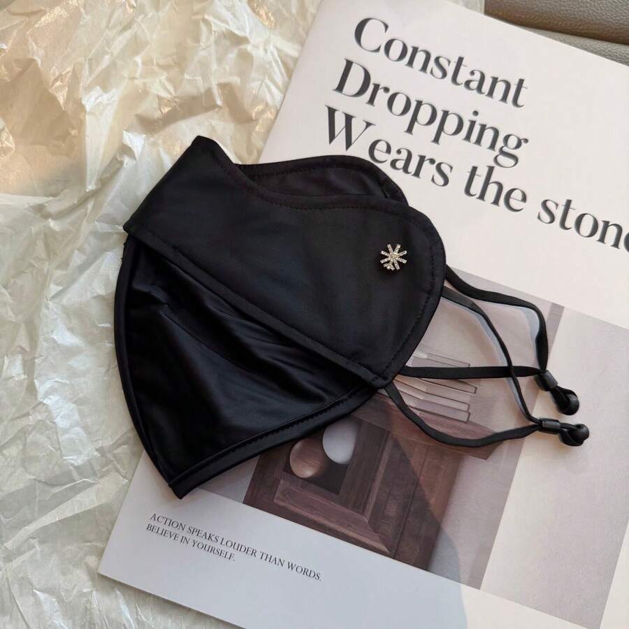 2026 New Women's Ice Silk Diamond-Studded Sunscreen Mask, Lightweight And Breathable For Summer, Eye Protection Sunscreen Face Mask - Dark Gray - View 1