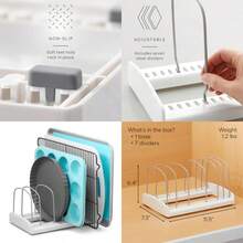 YouCopia StoreMore Organizador de sartenes ajustable Bakeware Rack 11.5"D x 7.3"W x 6.4"H 1 - Blanco - Ver 1