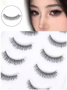 10 Cặp lông mi giả tự nhiên, mềm mại, nhẹ, không lộ viền, trông như thật, thích hợp để đeo hàng ngày. - SS48 - Xem 5
