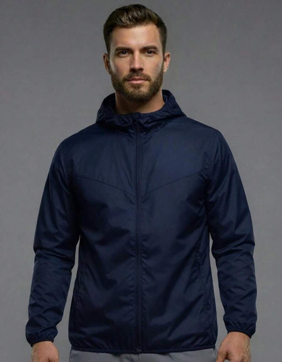 Men's Windbreaker Jacket With Side Pockets, Lightweight, Comfortable, Casual Style - Màu xanh hải quân - Xem 1