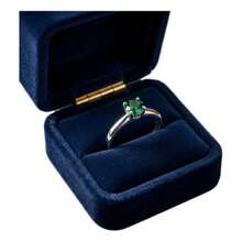 Stainless Steel Silver Solitaire Ring 5mm Graduation, Debutante - 綠色 - 查看 2