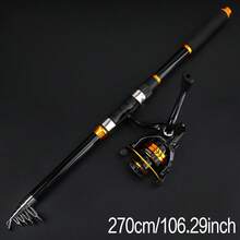 2.1-3.6m 伸縮釣竿與捲線器套組 便攜式自動釣魚套裝 - 黑色 - 查看 11