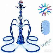 Bộ shisha Ả Rập cổ điển, dành cho một/hai/bốn người, bao gồm ống hút, kẹp, chén đựng shisha, không cần điện, dễ mang theo. - Một cỡ - Xem 3