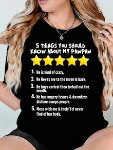 Camiseta de mujer: 5 hechos que necesitas saber sobre mi abuelo Cuello de tripulación suave, lavable en máquina, perfecto para uso diario - Negro - Ver 2