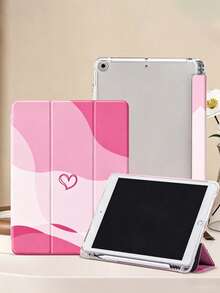 1 pieza Soporte de lápiz en forma de corazón rosa con color de contraste, soporte de varios ángulos, función de suspensión/activación automática, compatible con Apple 10/11, Air 4/5 - Multicolor - Ver 2