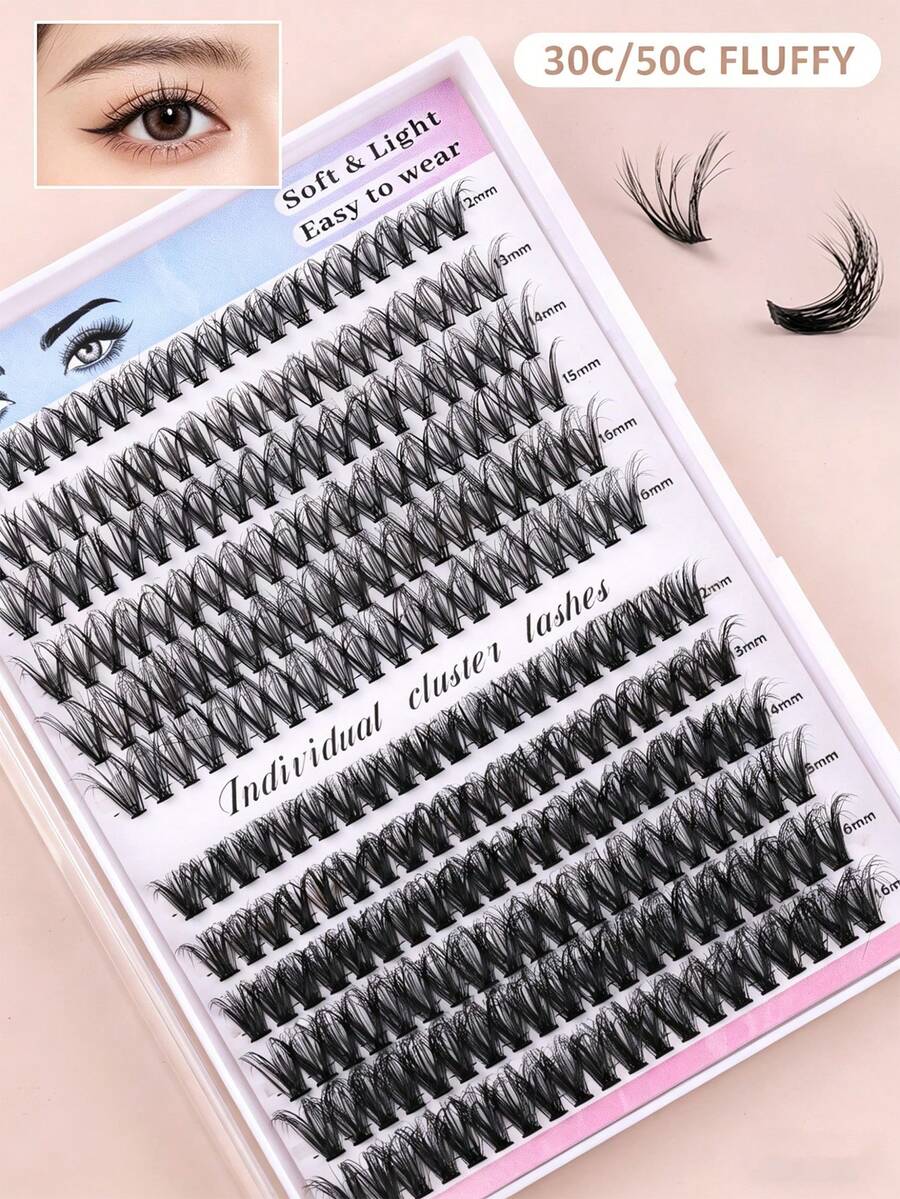 Mkhlina 30/50簇自然卷曲12-16mm DIY假睫毛 - 30/50 - 查看 1