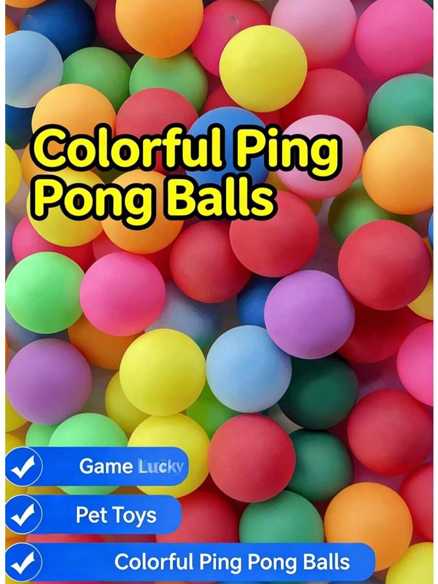 Conjunto de 5 bolas de pingue-pongue em branco, coloridas e com acabamento fosco, ideais para sorteios, rifas, artesanato, alívio do estresse, jogos de festa em ambientes fechados e brinquedos para animais de estimação. - Multicolorido - Ver 1