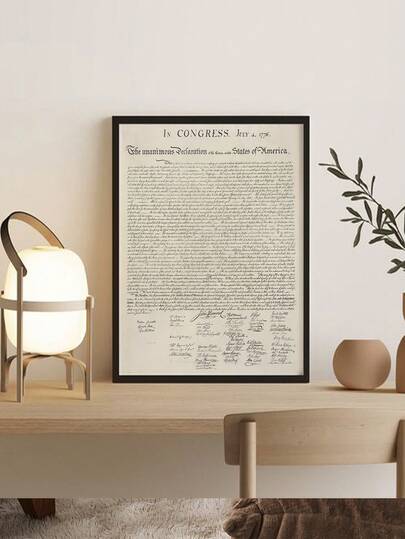 1pc Declaration Of Independence Decorative Painting, July 4th 1776 American Independence Day Celebration Gift Poster Wall Decor - Unframed Canvas Print, Suitable For Living Room Bedroom Decor - Retro Minimalist Patriotism, Suitable For Independence Day, Home Office Decor