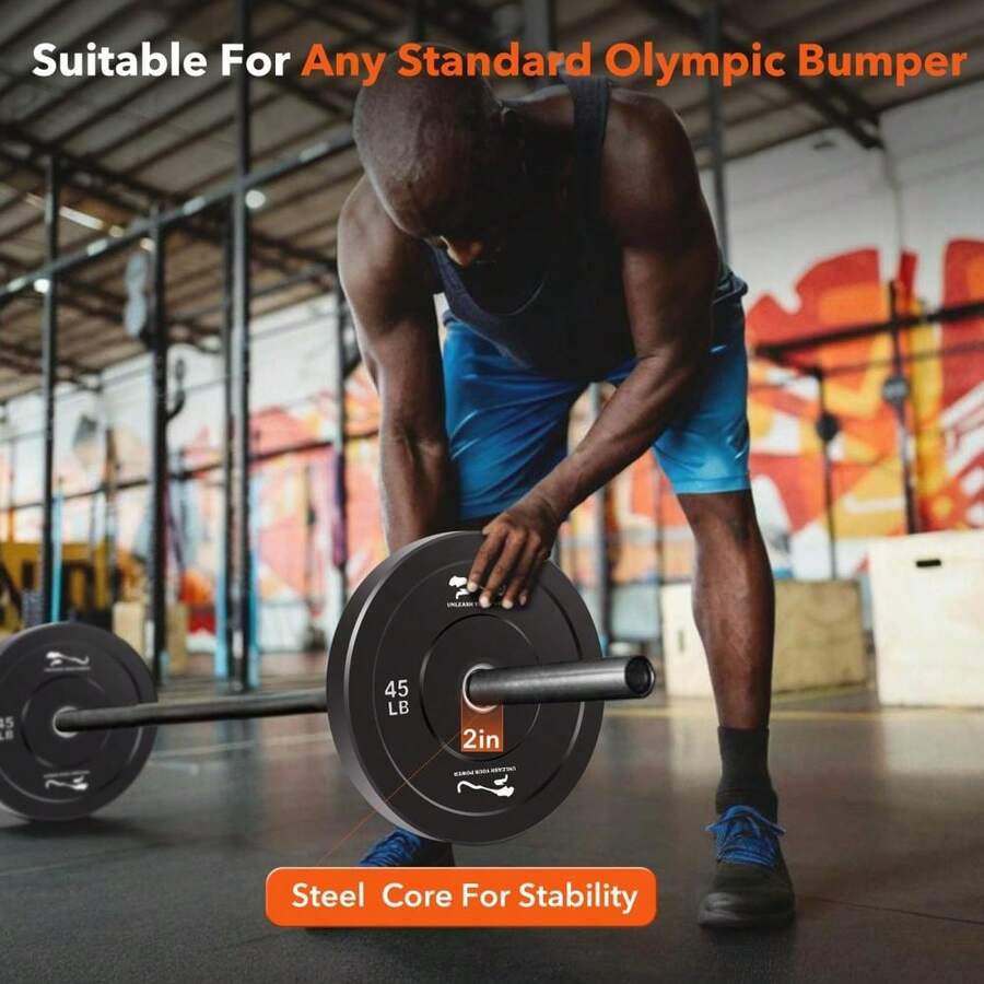 Set of 2 - 15LB Bumper Plates with Steel Insert, 2-Inch Universal Fit, Rubber Weight Plates for Strength Training, Perfect for Barbell Home Gym - 15 Pfund x 2 - Übersicht 1